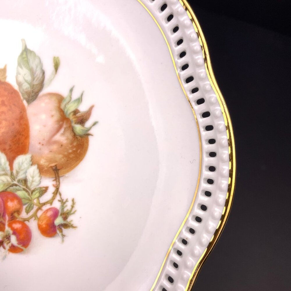 Set of 6 Schumann Arzberg Germany Pierced Porcelain Plates Harvest Fruit 7" - Picture 4 of 16